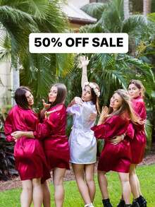 1pc Customized Satin Bridal Robe, Personalized Text, Bridal & Bridesmaid Wedding Robe, Elegant Satin Robe, Customized Bridal Robe, Bridesmaid Prep Robe, Wedding Party Robe, Lace Trim Robe, Personalized Name Robe, Bridal Robe Gift, Bridal Party Gift, Silky Loungewear, Minimalist, Fun, Customized, Unique, Matching Bridesmaid Silky Loungewear Special Bridal Gift, Bestie, Girlfriend, Fashionable Autumn - Multicolor - View 6