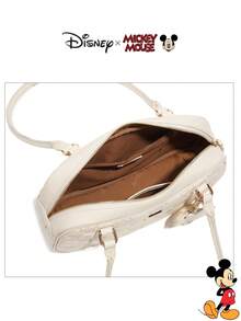 Disney Bolso de bolos acolchado con estampado de corazón en colaboración auténtica de Mickey Mouse - Uso dual como bolso de mano y de hombro - Multicolor - Ver 10