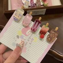 5/10/20 pièces Super mignons clips à cheveux d'été réalistes en forme de mini glace, ventouse à glace, accessoires capillaires DIY pour femmes et filles, coiffure de salon, support de coiffure - Clips à cheveux en forme de glace et de crème, aimants de réfrigérateur DIY, mini accessoires - Mini glaces - Voir 3