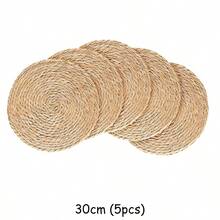 Rund bordsunderlägg i naturvävd textil, värmebeständig och lätt att rengöra, trämaterial, lämplig för hemmet, kontoret eller restaurangen, kontorsbestick, rustikt bordsmaterial, lätt att rengöra - Multifärgad - Visa 13