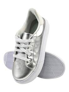 Tenis Casual Prata Feminino com Recortes Sneaker Macio Lançamento Original - Prata - Visão 6