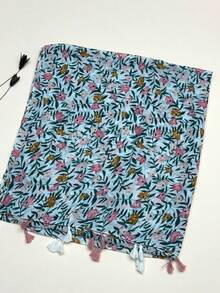 1pc Simple Printed Scarf, New Women's Silk Scarf, Spring/Summer Sunscreen Beach Shawl, Warm Neck Wrap, Fashion Long Scarf, Versatile Shawl For Women - Multicolor - View 2