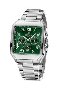 Reloj de pulsera de cuarzo para hombres REWARD, estilo de negocios y moda, cronógrafo y calendario, manecillas luminosas, multifunción, regalo de alta calidad, diseño clásico, correa de acero inoxidable - Plateado - Ver 14