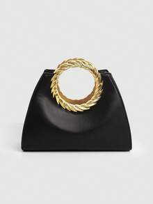 New PU Leather European And American Handbags Retro High-Quality Dinner Bag New Ladies Zipper Tote Bag - Black - View 6