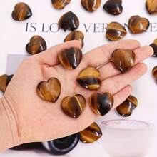 1/8/10/15/25/72颗装 水晶虎眼石 | 0.8英寸心形雕刻掌心石，幸运水晶石 - 黃色 - 查看 7