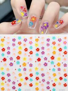 2张果冻花朵贴纸，2个5D春夏可爱彩色果冻花朵美甲装饰滑贴美甲配件美甲贴纸DIY美甲用品 - 彩色 - 查看 2