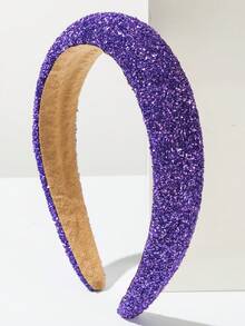 1pc Korean Baroque Style Colorful Crystal Candy Sponge Wide Headband, Suitable For Girls Party Accessories - FG1621-purple - View 4