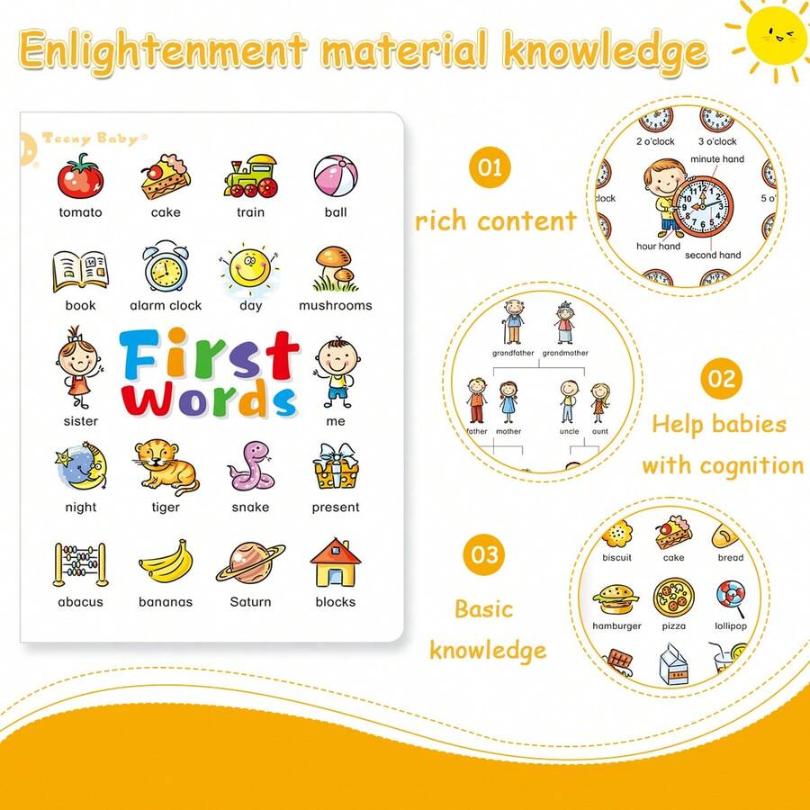 Libro de aprendizaje de vocabulario y alfabeto en inglés de 32 páginas, adecuado para la educación de la primera infancia, el desarrollo del lenguaje y el crecimiento del vocabulario, material de aprendizaje - Blanco - Ver 1