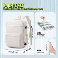 Vacuum Compression Packing Set 40*30*20cm Travel Bag, Luggage Bag, Travel Essential! Manual Pump Vacuum Compression Backpack - Free Up Massive Space With One Pump! Large Capacity + Removable, Back-To-School Season Hot Seller - Rectangle - View 9