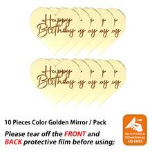10/20 peças de decoração para cupcakes em acrílico espelhado dourado com borboleta, rosa, coração e círculo, tema "Feliz Aniversário" - Ideal para o Dia das Mães e Dia dos Pais. Também disponível para decoração de bolos, doces e outras sobremesas. - Multicolorido - Ver 20