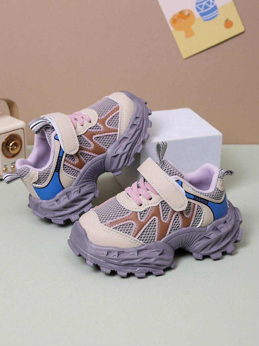 12 Pairs Unisex Breathable Mesh Thick Sole Sneakers, Durable Non-Slip Casual Shoes, Fashion Versatile Student Running Shoes, Lightweight Chunky Sneakers, Suitable For Spring And Autumn - Purple - View 1