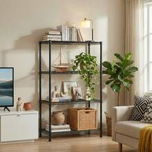 M MZG Modern 4-Tier Kitchen Organization Shelf, 1000 Lbs Heavy Duty Metal Storage Rack, Adjustable Wire Shelving Unit For Pantry, Laundry Room, Bathroom,Plants, Garage, Black -13.8"D X 29.5"W X 47.2"H - Black+4-tier,13.8" D X 29.5" W X 47.2" H - 查看 5