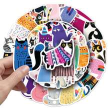 50pcs Picture Book Cat Kitty Retro Aesthetics Fantasy Sun Ins Y2K Downtown Aesthetic Stickers Gifts Humorous And Funny Stickers 80S 90s Anime Stickers For Scrapbook Supplies Envelope, Water Bottle, Computer, Laptop, Phone, Luggage, Notebook, Fridge,Festival Party,Christmas Decoration New Year Winter Scrapbooking Supplies Kindle - A - View 6