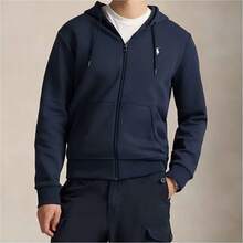 Polo Ralph Lauren Double-Knit Full-Zip Hoodie,Embroidered Logo Hoodie - Unisex - 藏蓝色 - 查看 2