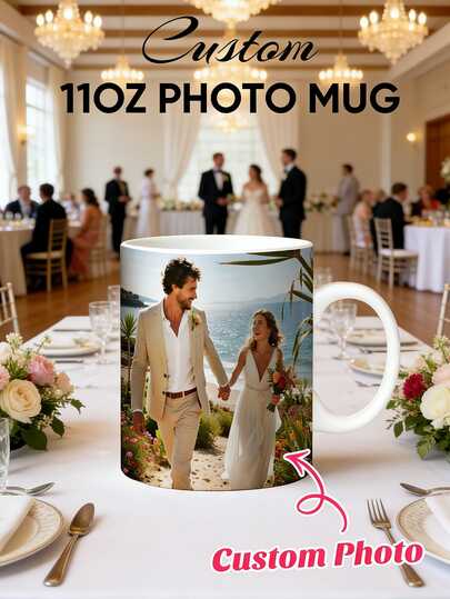 1pc 11oz Customized Photo Mug, Personalized Design Mug, Custom Photo Mug, Personalized Coffee Cup, Custom Family Mug, Handmade Mug, Customized Coffee Cup, Mother's Day Gift, Father's Day Gift, Anniversary Gift, Graduation Gift, Wedding Gift, Housewarming Gift, Suitable For Restaurant, Living Room, Bedroom, Office, Tea Room, Home, Back To School Gift