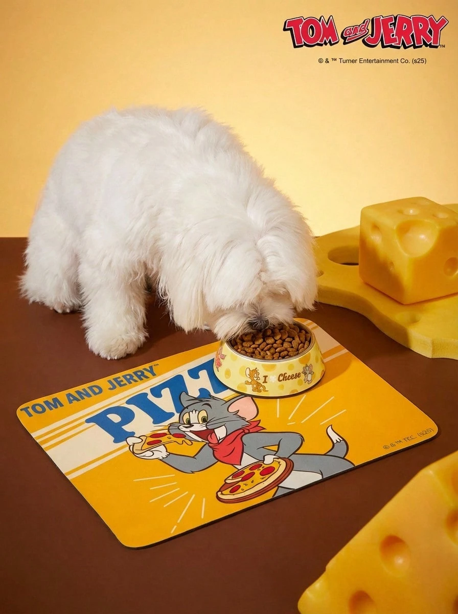 TOM & JERRY X PETSIN 1PC Pet Food Mat, Cute Cartoon Print Waterproof Placemat - Multicolor - View 1