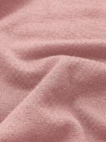 优雅、基础、简约、复古风、休闲日常、秋季双面针织方领打底衫，长袖打底衫，女士粉色春季T恤 - 粉色 - 查看 7