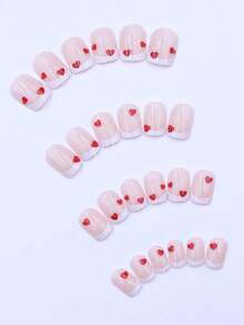 Bộ 24 móng giả hình vuông màu đỏ hình trái tim, cao cấp, viền trắng kiểu Pháp và họa tiết trái tim đỏ, bộ móng giả phủ kín toàn bộ, bao gồm 1 dũa móng và 1 miếng dán móng, thích hợp làm quà tặng móng tay cho các bà mẹ và bán sỉ vật tư làm móng, phù hợp cho các lễ hội, tiệc tùng, hẹn hò và sử dụng hàng ngày. - Nhiều màu - Xem 4