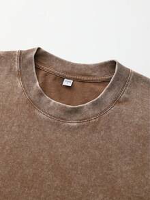 A Oracle  Team T-Shirt, Men's And Women's T-Shirts, F1 Racing Enthusiast Fan Gift, 230G Washed Cotton High-Quality Pure Cotton Printed T-Shirt, Men's Fashionable Clothing, Street Retro And Outdoor Sports Leisure,  Team Fan Essential T-Shirt, Street Clothing, Y2K Retro Vintage Style Clothing, Gift For Friends, Men's Ideal Gift, Men's Valentine's Day Gift - màu nâu cà phê - Xem 3