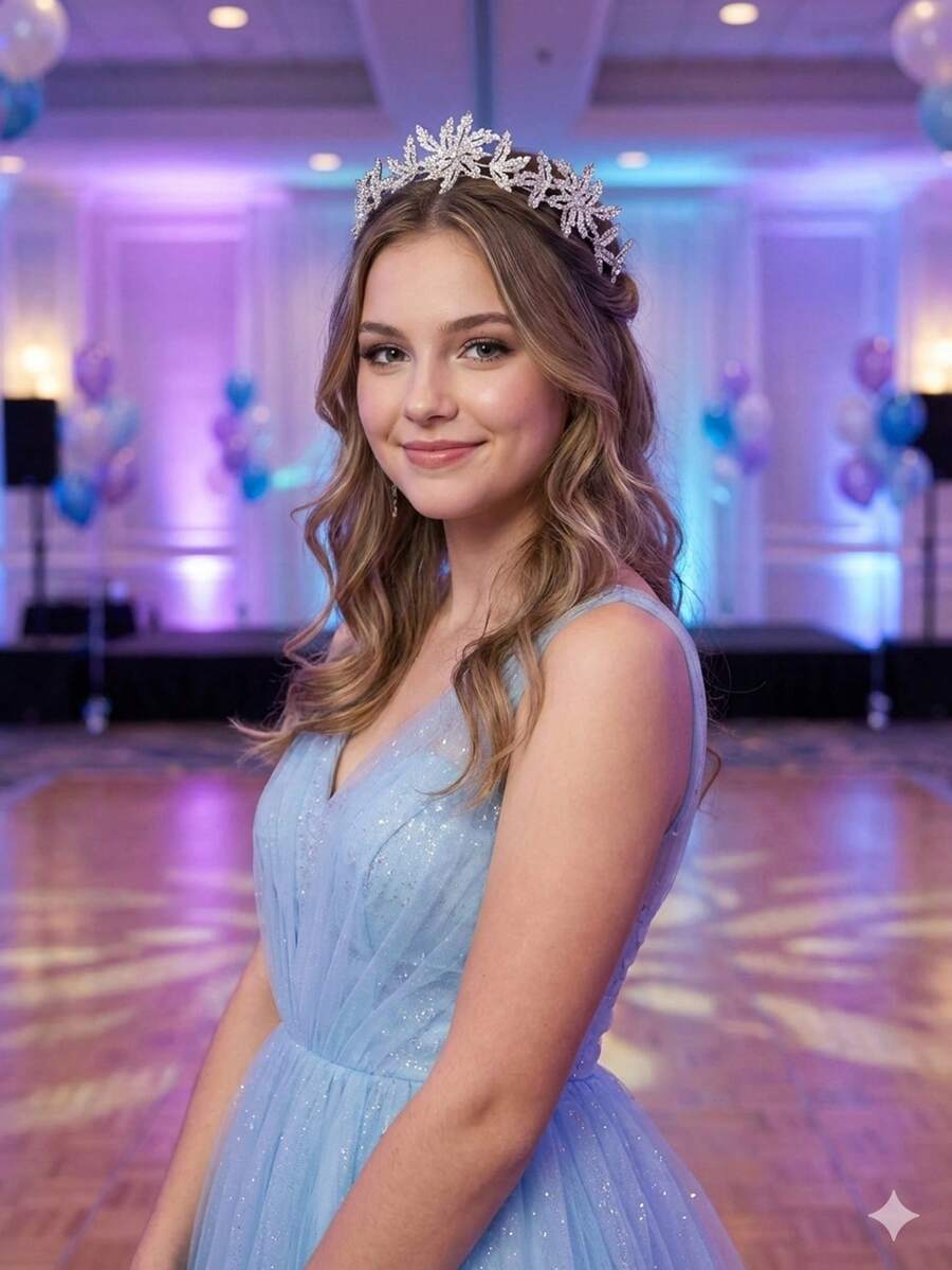 1 chiếc vương miện công chúa pha lê bạc sang trọng, phụ kiện cài tóc hình hoa băng giá, thích hợp cho các cuộc thi sắc đẹp, sự kiện trang trọng và dạ hội, phụ kiện tóc cưới. - Bạc - Xem 1