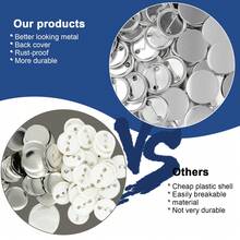 200 Sets Blank Button Making Supplies 25mm (1 Inch), Metal Badge Parts With Pin Backs & Clear PVC Films, Professional Round Pin Badge Component Kit For Personalised Crafting & Merchandising - A - 查看 2