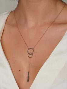 Pave Name Lariat Necklace: Sterling Silver Vertical Necklace, Y-Shaped Chain, Zirconia Lettering, Personalized Custom Jewelry Necklace. - Double-loop Style - View 3