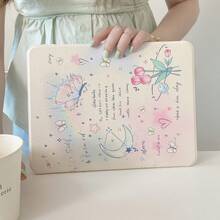 极简星月图案郁金香蝴蝶扁平保护套，兼容苹果 iPad 第 11 代、iPad Pro 2025 新款、iPad 第 10 代、iPad Air 7/6、11 英寸，可爱时尚，带笔槽，防弯折 - 白色 - 查看 8