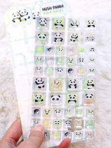 Cute Blocky Pet Series Panda And Rabbit 3D Stickers, Cute Cartoon 3D Epoxy Resin Sticker Set | For Smartphones, Planners, Cups, And Sticker Art | Smooth Surfaces, High-Quality Resin, Craft Stickers, Self-Adhesive Stickers, Stationery Lovers, DIY Fans - Multicolor - View 6