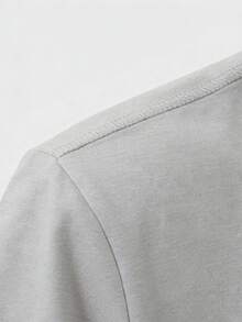 Women's Cotton Short Sleeve T-Shirt, Round Neck Basic Top With Heart Pattern Print, Casual Loose Fit Tee, S-5XL Sizes Available, Soft Comfortable Daily Wear, Black Basic T-Shirt For Summer Spring,  Simple Design Blouse - 淺灰色 - 查看 4