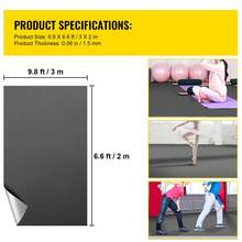 Dance Floor 2x1.2m To 2x15m Dance Floor Roll 0.06in Thick PVC Vinyl Dance Floor, Black Grey Reversible Portable Dance Floor, Non-Slip Dance Flooring, Ballet Dance Floor For Jazz, Pop, Lyrical Style - 2米X3米 - 查看 7