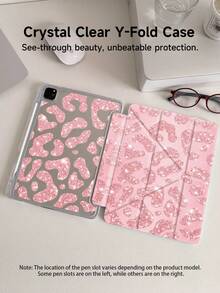 亮粉色豹纹双面亚克力透明水晶平板电脑保护套。适用于 11(2025/10.9)/Air 4/5/6/7(2025/10.2)/Pro 11/10th/9.7/10.5 以及 Galaxy Tab 系列。具备睡眠/唤醒功能和多角度可折叠支架。提供完美的日常保护,时尚简约的豹纹图案使其成为一份绝佳的节日礼物。 - 彩色 - 查看 7