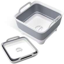 Collapsible Wash Basin With Drain Plug - 2.4 Gal(9L) Wash Basin For  Bottles, Foldable Dish Pans For Kitchen Sink & Camping & Hand Washing Station, Wash Bin, Laundry Tub, Portable Dish Tub Variant 1 - 冷灰色 - 查看 1