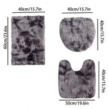 3pcs Bathroom Shaggy Carpet, Toilet Mat & Rug Set, Non-Slip Absorbent Bathroom Mats - Tie-dye Blue - View 3