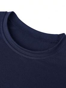 1pc Tween Girls' Printed Short Sleeve T-Shirt, Summer Youth Student Casual Tops, Tops - Navy Blue - View 6