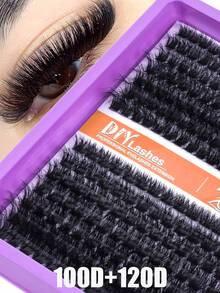 280/210/182 D-Shaped Curled Cluster Shaped False Eyelashes Large Capacity Set, Comes With A Beginner Friendly False Eyelash Tutorial, Thick And Fluffy DIY Segmented False Eyelashes, Including Adhesive And Sealing Agent, Tweezers, Glue Remover, Enlarged Double Eye False Eyelashes, Lightweight And Reusable - Black - View 18