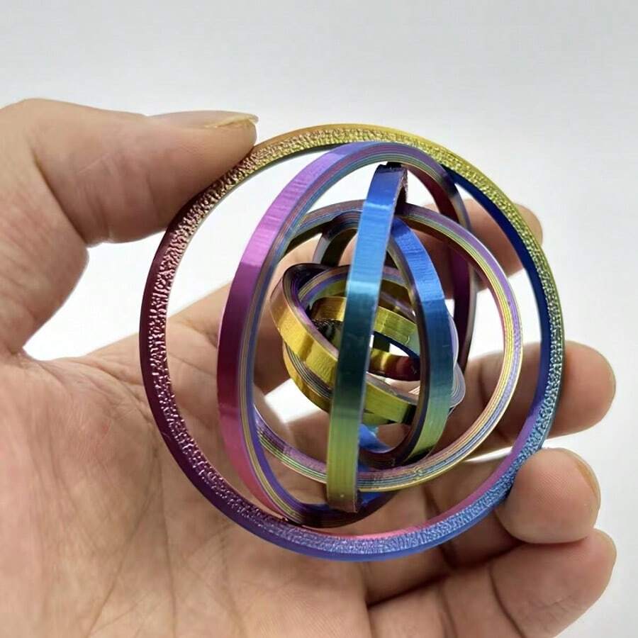 3D打印永动机桌面玩具，彩色旋转减压创意礼物（8环或6环），独特有趣的小玩意