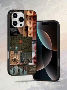 1PC StrangerCollage Pattern Fashionable Men's And Women's Anti Drop Phone Case, Suitable For IPhone 17/17PRO/17AIR/17PROMAX/16E/16/16PRO/16PLUS/16PROMAX/15/15PROMAX/14/14PLUS/14PROMAX/14PROMAX/13/1 - 黑色 - 查看 6