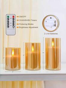 2/3-Pack Flameless LED Candles With Timer And Remote Control, Battery Powered, 3D Simulated Candle Wick Flickering Effect, Creative Home Decor Lighting, Suitable For Birthdays, Weddings, Graduations, And Other Occasions, Making Them An Ideal Gift. - Gold - View 11