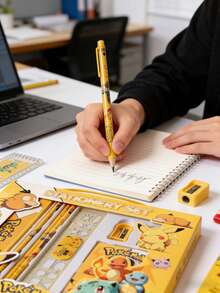 Cartoon Character Style Stationery Gift Set, Includes Pencil, Notebook, Pencil Sharpener, Pencil Case, Ruler, Eraser And Crayons. - Multicolor - View 2