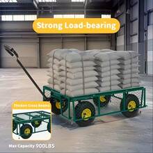 1pc Carro de Jardín Plegable con Capacidad de 249.48KG - Plataforma Metálica para Todo Terreno con Ruedas, Marco de Acero Recubierto en Polvo y Detalles Amarillos, Ideal para Jardinaje, Trabajo en el Patio, Equipo de Jardinería, Ruedas Resistentes, Construcción Duradera, Profesional para Paisajistas - A - Ver 2