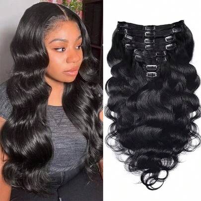 1pc Natural Hair Wavy Clip-In Hair Extensions, Soft And Natural