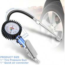 Manómetro Inflador De Neumáticos, 0-12 Bar, Pistola De Presión De Neumáticos Autoblocante Con Manómetro, Pistola Inflador Neumáticos Digital 0-12 Bares Con Conector - Azul - Ver 7