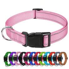 1pc Reflective Adjustable Dog Collar, Thin Nylon Webbing And Quick Release Plastic Buckle, Adjustable Nylon Collar Suitable For Small, Medium, Large Dogs, Walking & Training - Pink - View 3