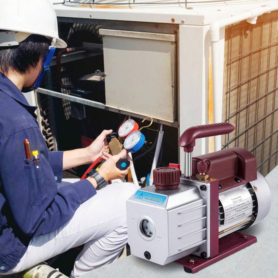 Vacuum Pump 4.5CFM Vacuum Pump HVAC Single-Stage Rotary Vane Vacuum Pump 1/3HP 5PA Ultimate Air Conditioning Refrigerant Vacuum Pump - Red - View 1