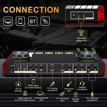 tenlamp Professional Multifunctional Live Sound Card, DJ Mixer With Voice Changer, Independent Adjustment Of High And Low Sound, A Key To Switch A Variety Of Vocal Effects, With A Variety Of Atmospheric Special Effects Sound, Cell Phone And Computer Universal, Suitable For Podcast Recording, Studio Streaming Media Production, Singing Recording, Game Voice - 黑紅 - 查看 10