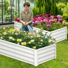 Galvanized Raised Garden Bed Kit, 2-Pack 6*3*1FT Outdoor Metal Planter Boxes – Large, Durable, Open Base, Safety Edge – Easy Assembly, Ideal for Vegetables and Flowers, Backyard Use - 6*3*1 pie Beige 2 piezas - Ver 1