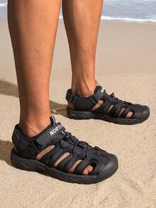 Men's Sandals, Closed Toe Athletic Sport Sandals, Mens Summer Shoes, Lightweight Trail Walking Flat Sandals For Beach Sport Outing - 黑色 - 查看 5