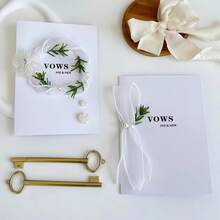 2pcs/Set Wedding Vow Cards, Elegant Minimalist DIY Bride & Groom Confession Notebook With 2pcs Writing Pens, Love Theme Wedding Announcement Party Supplies - Multicolor - View 8