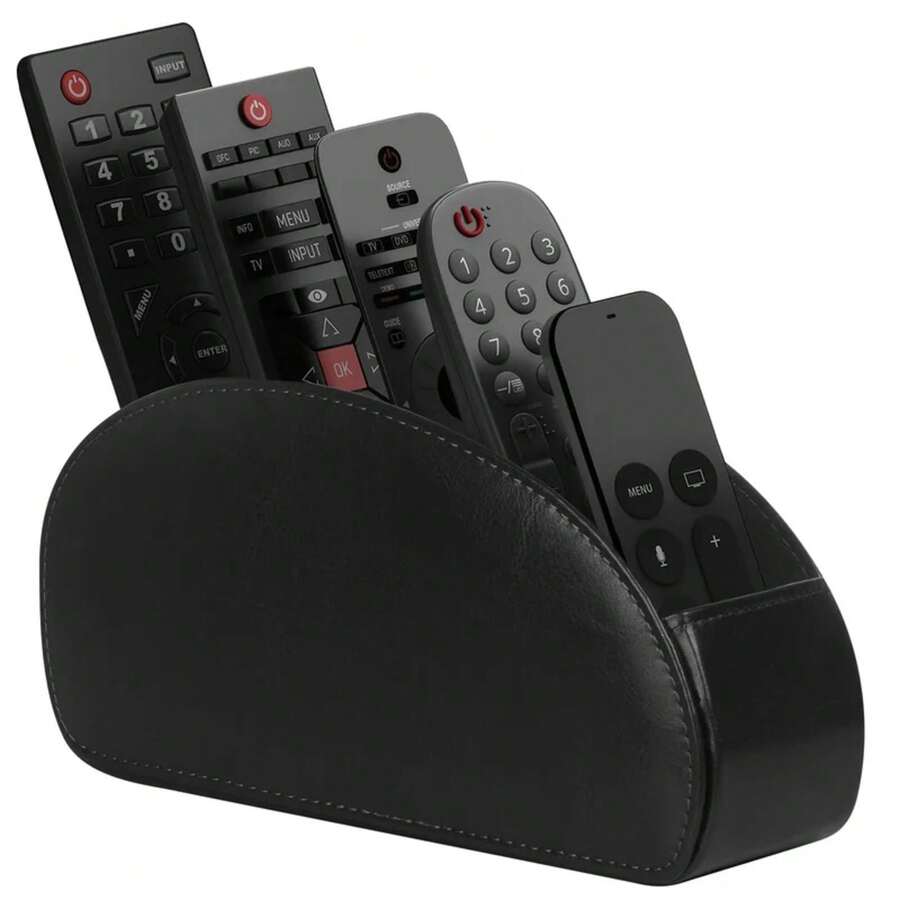 Soporte de control remoto con caja de control remoto de 5 compartimentos para almacenamiento de escritorio, reproductor multimedia, controladores de calentador - Ver 1
