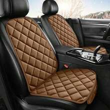 6色毛绒汽车座椅垫（1个坐垫+1个靠背） - 冬季适用前排单人枕，斜纹网格设计，易于抓握，通用型，适用于轿车和SUV（黑色/紫色/灰色/棕色/红色/米色） - 坐墊 - 查看 6